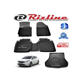 Rizline Kia Cerato 3D Paspas + 3D Bagaj Havuzu 2016-2020 Arası Siyah Set