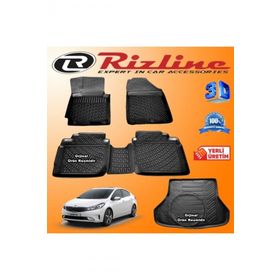 Rizline Kia Cerato 3D Paspas + 3D Bagaj Havuzu 2016-2020 Arası Siyah Set