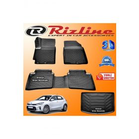 Rizline Kia Rio 3D Paspas + 3D Bagaj Havuzu HB 2017 Sonrası Siyah Set