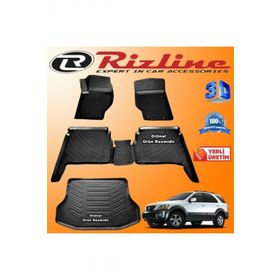 Rizline Kia Sorento 3D Paspas + 3D Bagaj Havuzu 2003-2009 Arası Siyah Set