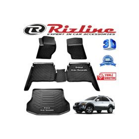 Rizline Kia Sorento 3D Paspas + 3D Bagaj Havuzu 2003-2009 Arası Siyah Set