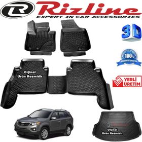Rizline Kia Sorento 3D Paspas + 3D Bagaj Havuzu 2010 - 2015 Arası Siyah Set