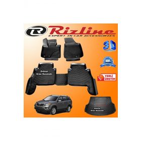 Rizline Kia Sorento 3D Paspas + 3D Bagaj Havuzu 2010 - 2015 Arası Siyah Set