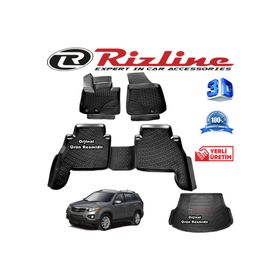 Rizline Kia Sorento 3D Paspas + 3D Bagaj Havuzu 2010 - 2015 Arası Siyah Set