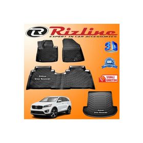 Rizline Kia Sorento 3D Paspas + 3D Bagaj Havuzu 2016 - 2020 Arası Siyah Set