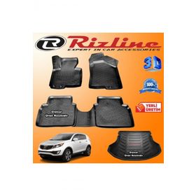 Rizline Kia Sportage 3D Paspas + 3D Bagaj Havuzu 2010 - 2015 Arası Siyah Set