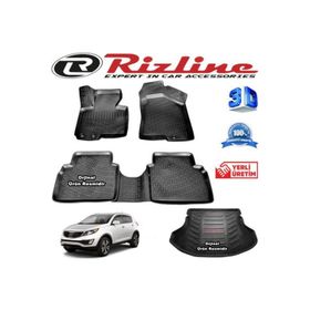 Rizline Kia Sportage 3D Paspas + 3D Bagaj Havuzu 2010 - 2015 Arası Siyah Set