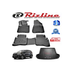 Rizline Kia Sportage 3D Paspas + 3D Bagaj Havuzu 2016-2020 Arası Siyah Set