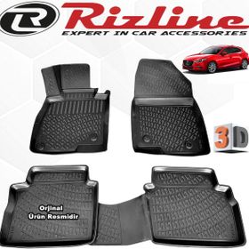 Rizline Mazda 3 HB 2017 Sonrası Son Kasa 4 Parça Siyah Set 3D Havuzlu Paspas