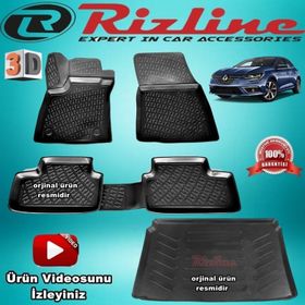 Rizline Megane 4 Siyah Hb 2016-2019 Arası 3D Paspas ve Bagaj Havuzu