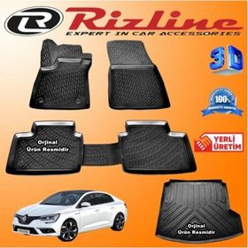 Rizline Megane 4 Touch 3D Paspas + 3D Bagaj Havuzu Sedan 2019 Sonrası Siyah Set