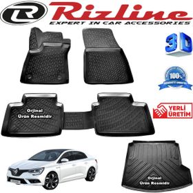 Rizline Megane 4 Touch 3D Paspas + 3D Bagaj Havuzu Sedan 2019 Sonrası Siyah Set