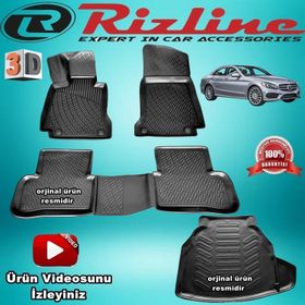 Rizline Mercedes C200 Siyah W205 2014 2019 3D Havuzlu Paspas