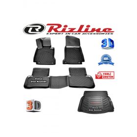 Rizline Mercedes W205 C200 3D Paspas + 3D Rampalı Bagaj Havuzu 2014-2019 Arası Siyah Set
