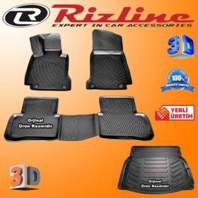 Rizline Mercedes W205 C200 3D Paspas + 3D Rampalı Bagaj Havuzu 2014-2020 Arası Siyah Set