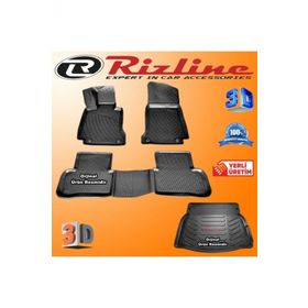 Rizline Mercedes W205 C200 3D Paspas + 3D Rampalı Bagaj Havuzu 2014-2020 Arası Siyah Set