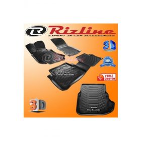 Rizline Mercedes W211 E Serisi 3D Paspas ve 3D Bagaj Havuzu 2002-2009 Arası Siyah Set