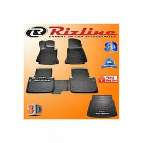 Rizline Mercedes W213 E Serisi 3D Paspas + 3D Rampalı Bagaj Havuzu 2016 Sonrası Siyah Set