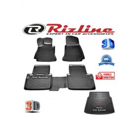 Rizline Mercedes W213 E Serisi 3D Paspas + 3D Rampalı Bagaj Havuzu 2016 Sonrası Siyah Set