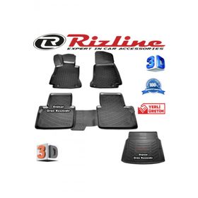 Rizline Mercedes W213 E Serisi 3D Paspas + 3D Rampalı Bagaj Havuzu 2016 Sonrası Siyah Set