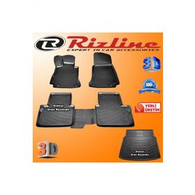 Rizline Mercedes W213 E Serisi 3D Paspas + 3D Rampalı Bagaj Havuzu 2016 Sonrası Siyah Set