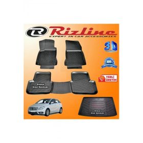Rizline Mercedes W246 B Serisi 3D Paspas + 3D Bagaj Havuzu 2011 Sonrası Siyah Set