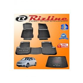 Rizline Mercedes W246 B Serisi 3D Paspas + 3D Bagaj Havuzu 2011 Sonrası Siyah Set