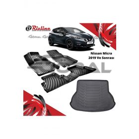 Rizline Nissan Micra 2019 ve Sonrası Paspas ve Bagaj Havuzu Set