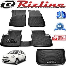 Rizline Nissan Micra 3D Paspas + 3D Bagaj Havuzu 2011 - 2016 Arası Siyah Set