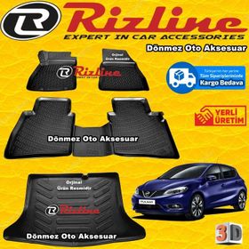 Rizline Nissan Pulsar 2015 2019 Siyah 3D Havuzlu Paspas