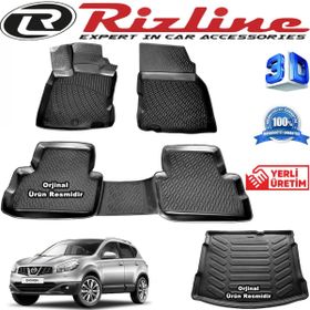 Rizline Nissan Qashqai 3D Paspas + 3D Bagaj Havuzu 2007-2014 Arası Siyah Set