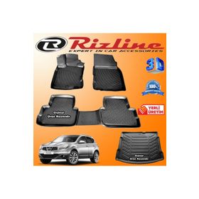 Rizline Nissan Qashqai 3D Paspas + 3D Bagaj Havuzu 2007-2014 Arası Siyah Set