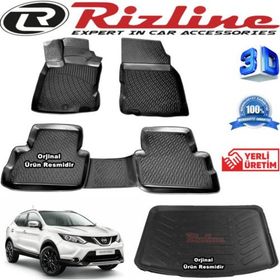 Rizline Nissan Qashqai 3D Paspas + 3D Visia Bagaj Havuzu 2014-2020 Arası Siyah Set