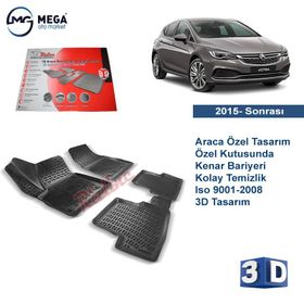 Rizline Opel Astra K 2015 Sonrası Siyah 3D Havuzlu Paspas