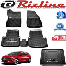 Rizline Opel Astra K 3D Paspas + 3D Bagaj Havuzu HB 2015-2020 Arası Siyah Set