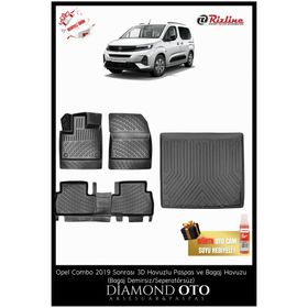 Rizline Opel Combo 2019-2025 Demirsiz Seperatörsüz 3D Havuzlu Paspas ve Bagaj Havuzu