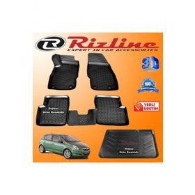 Rizline Opel Corsa D 3D Paspas + 3D Bagaj Havuzu HB 2006 - 2014 Arası Siyah Set