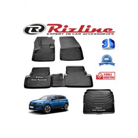 Rizline Opel Grandland 3D Paspas + 3D Bagaj Havuzu 2017 Sonrası Siyah Set