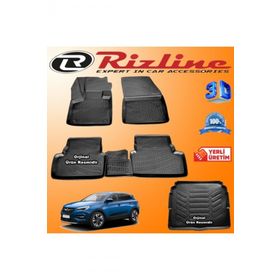 Rizline Opel Grandland 3D Paspas + 3D Bagaj Havuzu 2017 Sonrası Siyah Set