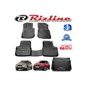 Rizline Peugeot 2008 2013-2019 Arası Siyah 3D Paspas + 3D Bagaj Havuzu