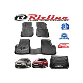 Rizline Peugeot 2008 2013-2019 Arası Siyah 3D Paspas + 3D Bagaj Havuzu