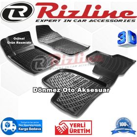 Rizline Peugeot 206 HB 1998 - 2012 Arası Siyah 3D Havuzlu Paspas