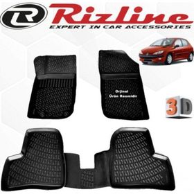 Rizline Peugeot 206 HB 1998-2012 Arası Siyah 4 Parça Set 3D Havuzlu Paspas