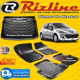 Rizline Peugeot 207 Havuz Siyah Hb 2006-2012 Aras 3D Bagaj Havuzu