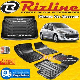 Rizline Peugeot 207 Havuz Siyah Hb 2006-2012 Aras 3D Bagaj Havuzu