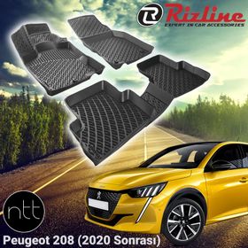 Rizline Peugeot 208 Hb 2012 2019 Siyah 3D Havuzlu Paspas