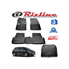 Rizline Peugeot 3008 3D Paspas + 3D Bagaj Havuzu 2016-2020 Arası Siyah Set
