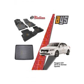 Rizline Peugeot 301 2012 Sonrası 3D Havuzlu Paspas + Bagaj Havuzu