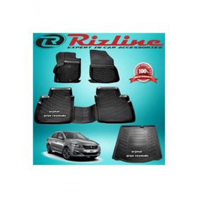Rizline Peugeot 301 Siyah 2012-2019 Arası 3D Paspas + Bagaj Havuzu Set