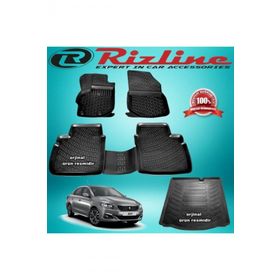 Rizline Peugeot 301 Siyah 2012-2019 Arası 3D Paspas + Bagaj Havuzu Set
